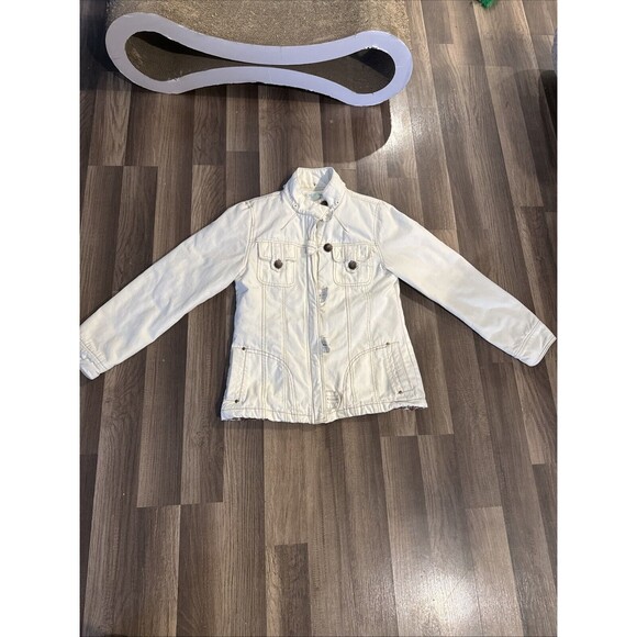 Maurice’s Women’s Jacket White Brown Floral Sz M Big Button - Picture 1 of 9